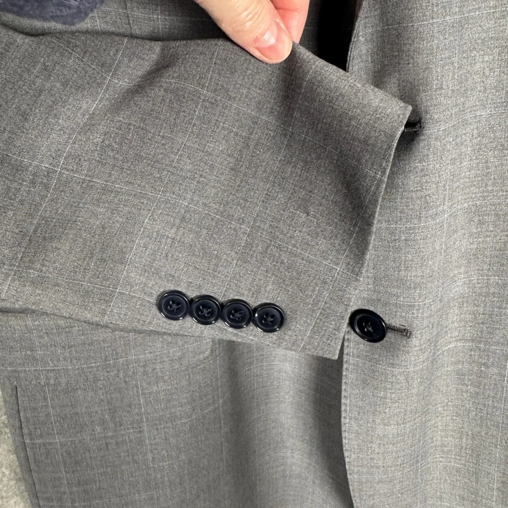 BROOKS‎ BROTHERS Gray Plaid Wool Blend Explorer Fitzgerald Blazer Jacket 44L